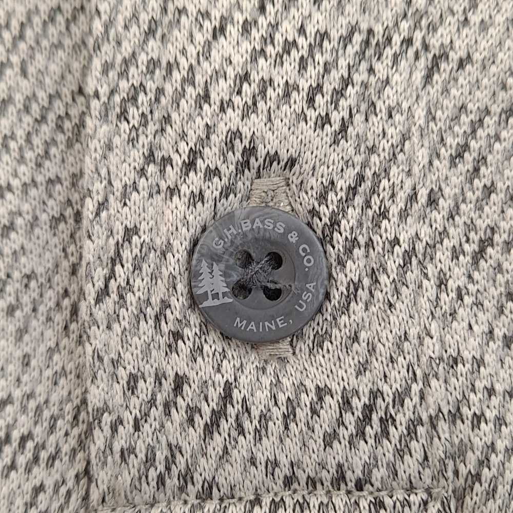 G.H. BASS Men's Sherpa Fleece Button Mock Sweater Moonstruck Heather Gray - 2X - Picture 5 of 10